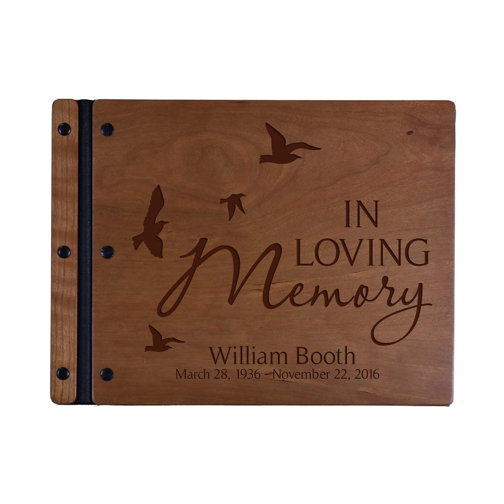 LifeSong Milestones Personalized Funeral Service Guest Book Engraved Wood Memorial Guestbook Celebration of Life Remembrance in Loving Memory Keepsake13.5x10 (Cherry)