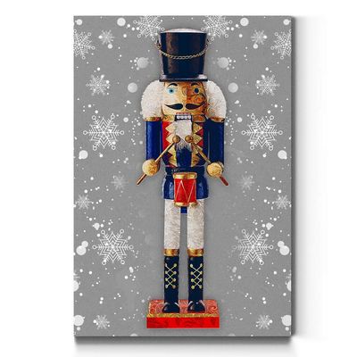 WEXFORD HOME Nutcracker on Gray Wall Art, Festive Christmas & Winter Decorations, Cute Snowflake Design, Premium Gallery Wrapped Canvas Decor, Ready to Hang, 8 in H x 12 in W, Made in America