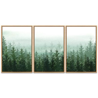 SIGNWIN 3 Piece Framed Canvas Wall Art Woodland Nursery Decor Landscape with Trees Canvas Prints Home Artwork Decoration for Living Room,Bedroom - 16"x24"x3 Panels
