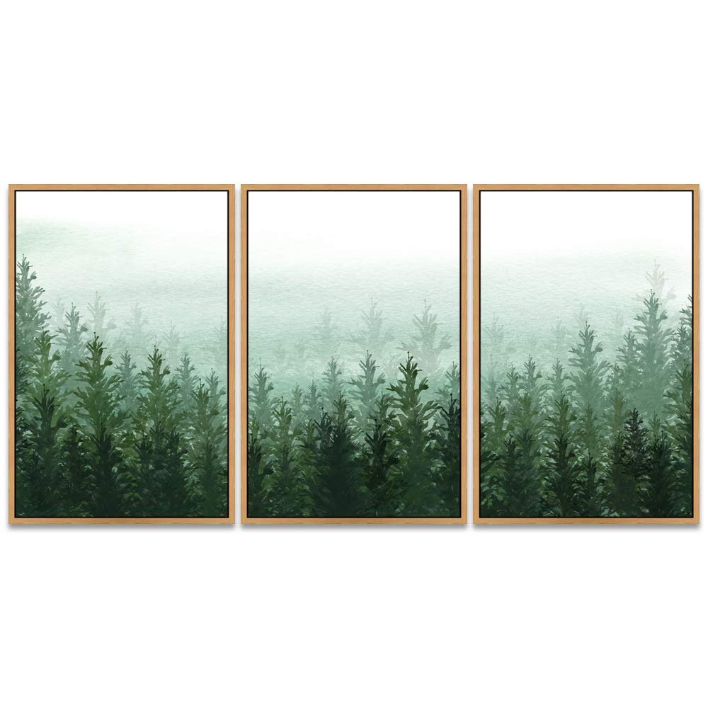 SIGNWIN 3 Piece Framed Canvas Wall Art Woodland Nursery Decor Landscape with Trees Canvas Prints Home Artwork Decoration for Living Room,Bedroom - 16"x24"x3 Panels