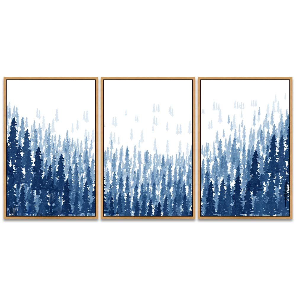 SIGNWIN 3 Piece Framed Canvas Wall Art Landscape with Trees Canvas Prints Home Artwork Decoration for Living Room,Bedroom - 16"x24"x3 Panels