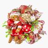 Artisan 16x16x6 Gingerbread Man Christmas Wreath with 2 Polka Dot Ornaments. Wreath is Very Full, Made with Weatherproof Snow Fabric & Ribbon. view 2