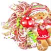 Artisan 16x16x6 Gingerbread Man Christmas Wreath with 2 Polka Dot Ornaments. Wreath is Very Full, Made with Weatherproof Snow Fabric & Ribbon. view 4