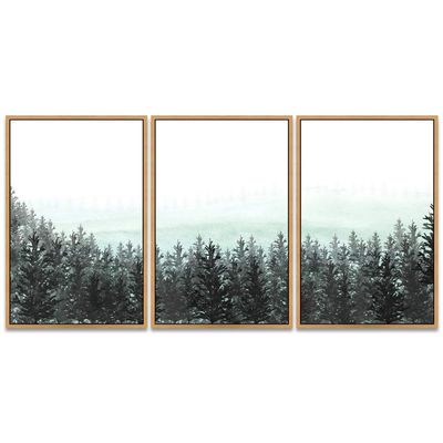 SIGNWIN 3 Piece Framed Canvas Wall Art Woodland Nursery Decor Landscape with Trees Canvas Prints Home Artwork Decoration for Living Room,Bedroom - 16"x24"x3 Panels