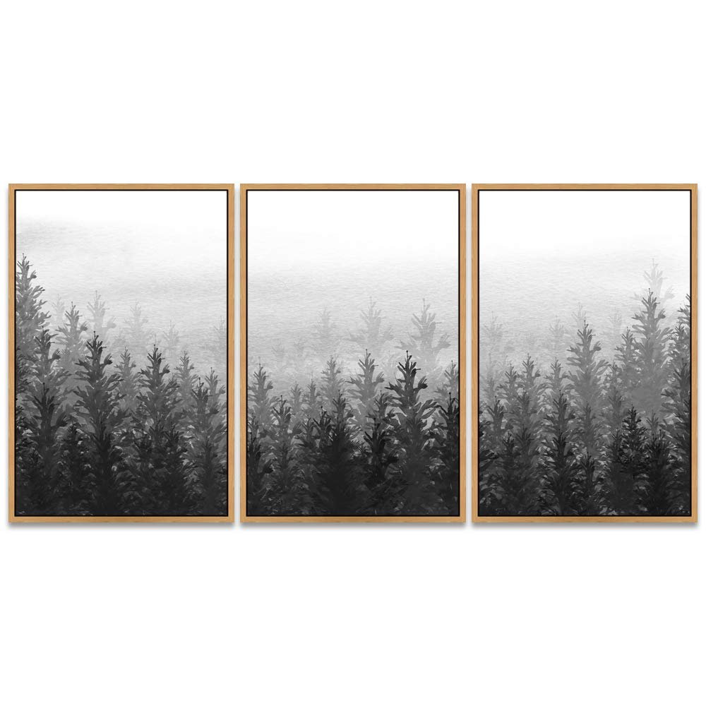 SIGNWIN 3 Piece Framed Canvas Wall Art Woodland Nursery Decor Landscape with Trees Canvas Prints Home Artwork Decoration for Living Room,Bedroom - 16"x24"x3 Panels