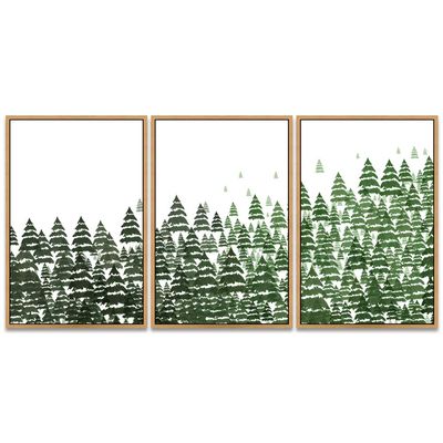 SIGNWIN 3 Piece Framed Canvas Wall Art Woodland Nursery Decor Landscape with Trees Canvas Prints Home Artwork Decoration for Living Room,Bedroom - 16"x24"x3 Panels