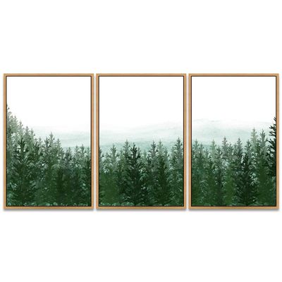 SIGNWIN 3 Piece Framed Canvas Wall Art Woodland Nursery Decor Landscape with Trees Canvas Prints Home Artwork Decoration for Living Room,Bedroom - 16"x24"x3 Panels