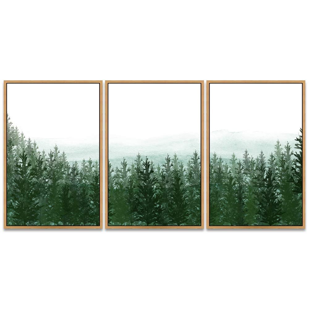 SIGNWIN 3 Piece Framed Canvas Wall Art Woodland Nursery Decor Landscape with Trees Canvas Prints Home Artwork Decoration for Living Room,Bedroom - 16"x24"x3 Panels