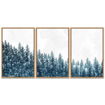 SIGNWIN 3 Piece Framed Canvas Wall Art Woodland Nursery Decor Landscape with Trees Canvas Prints Home Artwork Decoration for Living Room,Bedroom - 16"x24"x3 Panels