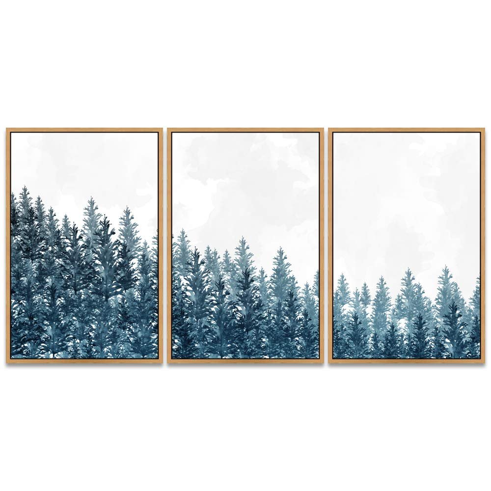 SIGNWIN 3 Piece Framed Canvas Wall Art Woodland Nursery Decor Landscape with Trees Canvas Prints Home Artwork Decoration for Living Room,Bedroom - 16"x24"x3 Panels