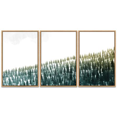 SIGNWIN 3 Piece Framed Canvas Wall Art Woodland Nursery Decor Landscape with Trees Canvas Prints Home Artwork Decoration for Living Room,Bedroom - 16"x24"x3 Panels