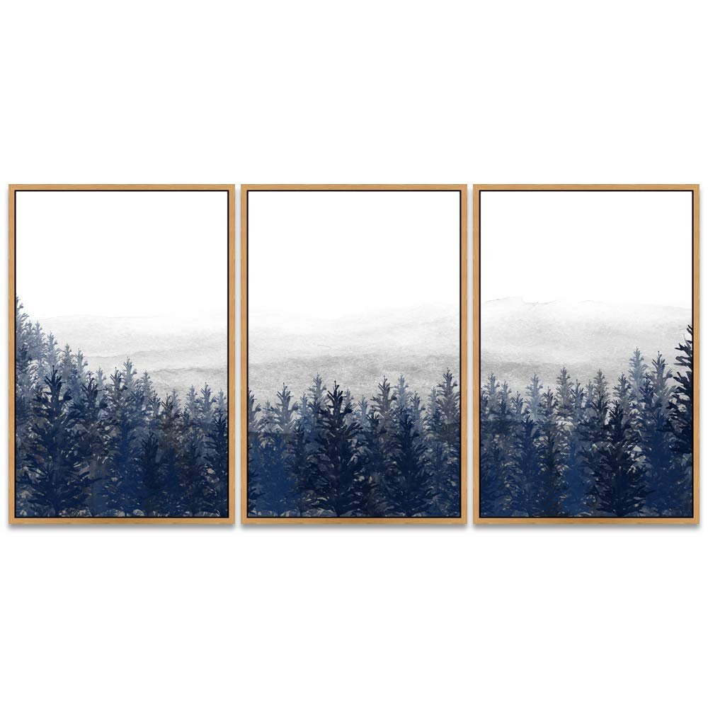 SIGNWIN 3 Piece Framed Canvas Wall Art Woodland Nursery Decor Landscape with Trees Canvas Prints Home Artwork Decoration for Living Room,Bedroom - 16"x24"x3 Panels