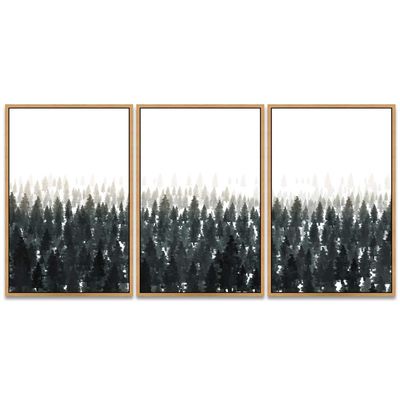 SIGNWIN 3 Piece Framed Canvas Wall Art Woodland Nursery Decor Landscape with Trees Canvas Prints Home Artwork Decoration for Living Room,Bedroom - 16"x24"x3 Panels