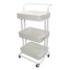 3 Tier Rolling Cart Metal Utility Storage Trolley Organization Service Cart with Wheels and Handle for Kitchen Bedroom Living Room Office Laundry Bathroom (White) view 1