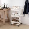 3 Tier Rolling Cart Metal Utility Storage Trolley Organization Service Cart with Wheels and Handle for Kitchen Bedroom Living Room Office Laundry Bathroom (White) view 2
