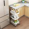 3 Tier Rolling Cart Metal Utility Storage Trolley Organization Service Cart with Wheels and Handle for Kitchen Bedroom Living Room Office Laundry Bathroom (White) view 3