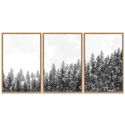 SIGNWIN 3 Piece Framed Canvas Wall Art Woodland Nursery Decor Landscape with Trees Canvas Prints Home Artwork Decoration for Living Room,Bedroom - 16"x24"x3 Panels