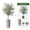 Artificial Tree in Contemporary Daisy Flower Pattern Planter, Fake Eucalyptus Silk Tree for Indoor and Outdoor Home Decoration - 66" Overall Tall (Plant Pot Plus Tree) view 3