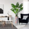 Artificial Tree in Contemporary Daisy Flower Pattern Planter, Fake Monstera Silk Tree for Indoor and Outdoor Home Decoration - 65" Overall Tall (Plant Pot Plus Tree) view 1