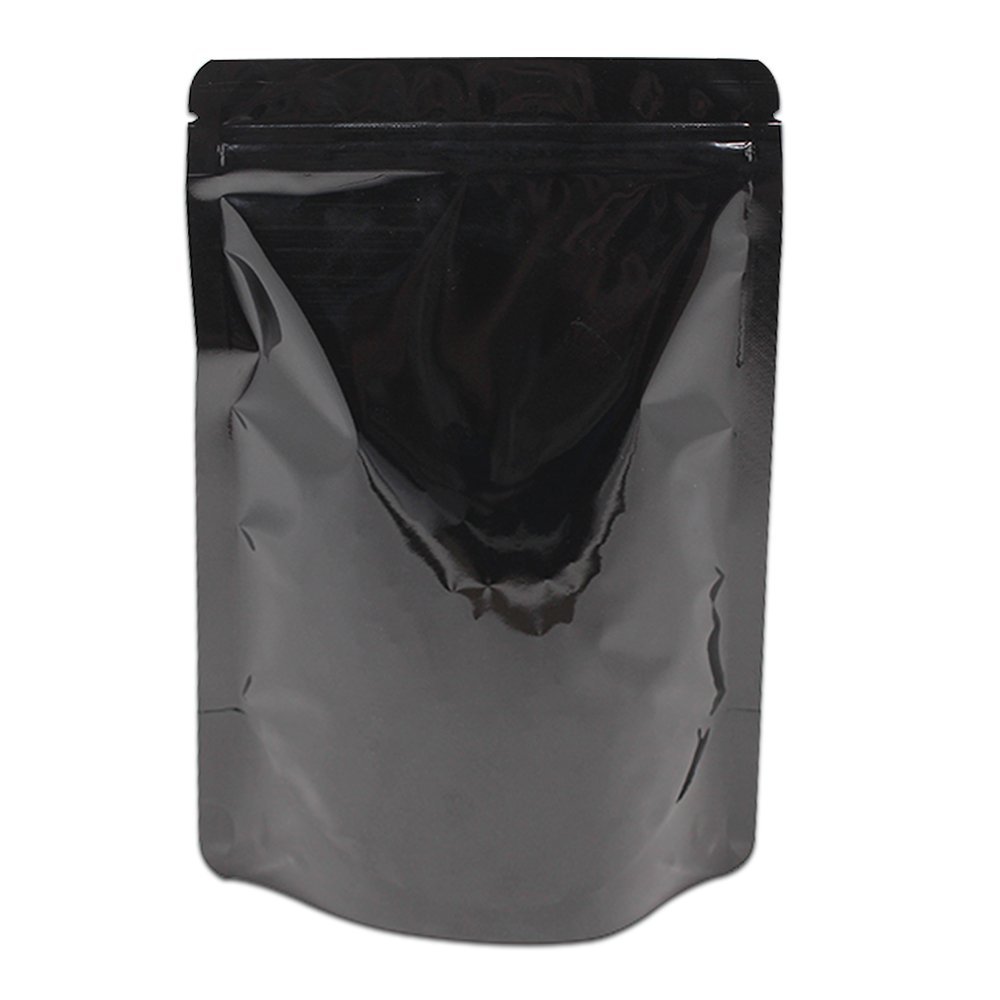 FERENLI 100 Pieces Resealable Mylar Bags Stand Up Foil Pouch for Zip Aluminium Foil Lock Food Storage Packaging Airtight Zipper Pouches (4.3x6.3 inch, Black)