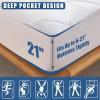 Cal King Size Quilted Fitted Mattress Pad, Waterproof Breathable Cooling Mattress Protector, Stretches up to 21 Inches Deep Pocket Hollow Cotton Alternative Filling Noiseless Mattress Cover view 3
