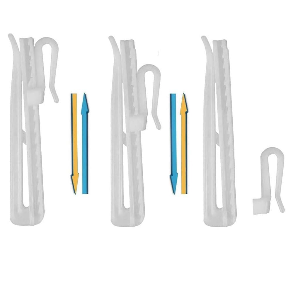 Ailejia 30 Pcs Plastic Adjustable Hooks - Depth Pleat Drapery Hooks for Window, Door and Shower Curtains (White)