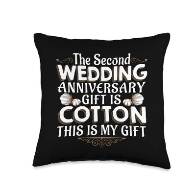 2nd Wedding Anniversary Gift Is Cotton Design Throw Pillow