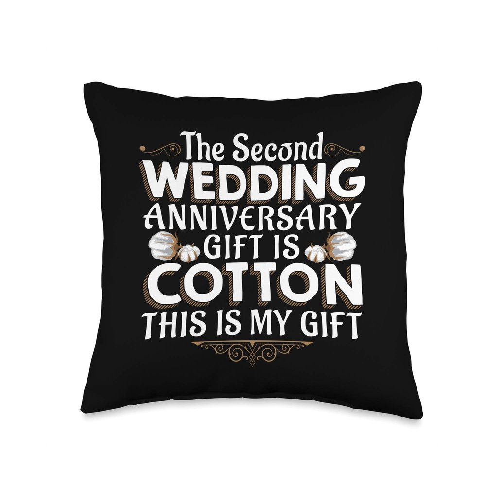 2nd Wedding Anniversary Gift Is Cotton Design Throw Pillow