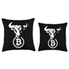 Bitcoin BTC Crypto Bulls Animal Currency Blockchain Gift Throw Pillow view 3