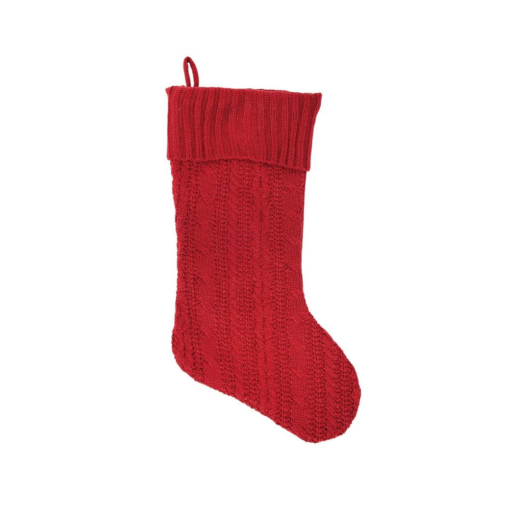 C&F Decorative Knitted Red 10 x 20 Polyester Holiday Stocking