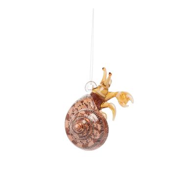 C&F Hermit Crab Tan 3.15 x 2.95 Glass Decorative Hanging Ornament