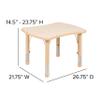 EMMA + OLIVER 21.875" W x 26.625" L Natural Plastic Adjustable Activity Table-School Table for 4 view 2