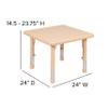 EMMA + OLIVER 24" Square Natural Plastic Height Adjustable Activity Table - School Table for 4 view 2
