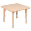 EMMA + OLIVER 24" Square Natural Plastic Height Adjustable Activity Table - School Table for 4 view 3