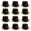 Beistle 12 Piece Durable Cardstock Paper Elegant Hello New Years Eve Top Hats HNY Party Favors, NYE Supplies, Headwear Photo Booth Props, One Size, Gold/Black view 1