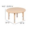 EMMA + OLIVER 33" Round Natural Plastic Height Adjustable Activity Table - School Table for 4 view 2