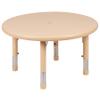 EMMA + OLIVER 33" Round Natural Plastic Height Adjustable Activity Table - School Table for 4 view 3