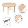 EMMA + OLIVER 33" Round Natural Plastic Height Adjustable Activity Table - School Table for 4 view 4
