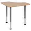 EMMA + OLIVER Triangular Natural Collaborative Adjustable Student Desk - Home and Classroom view 3