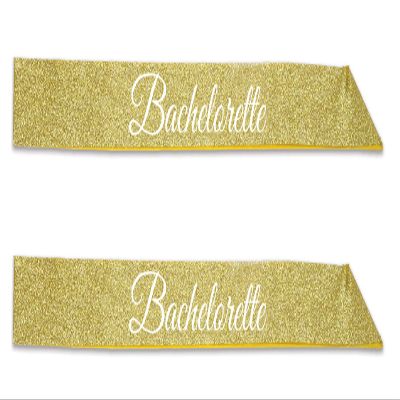 Beistle Bachelorette Sash, 32.5" x 3.5", Gold/White