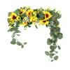 RTWAY Artificial Sunflower Swag, Decorative Flower Swag with Green Leaves, Wedding Arch Decor Fake Floral Wreath, Sunflower Swag Garland for Home Front Door Wall Decor view 1