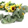 RTWAY Artificial Sunflower Swag, Decorative Flower Swag with Green Leaves, Wedding Arch Decor Fake Floral Wreath, Sunflower Swag Garland for Home Front Door Wall Decor view 3