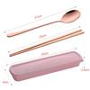 Portable Flatware Set, Stainless Steel Travel Cutlery Utensil Set, Includes Spoon, Chopsticks with Case(Rose Gold) view 2
