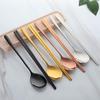 Portable Flatware Set, Stainless Steel Travel Cutlery Utensil Set, Includes Spoon, Chopsticks with Case(Rose Gold) view 3
