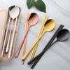 Portable Flatware Set, Stainless Steel Travel Cutlery Utensil Set, Includes Spoon, Chopsticks with Case(Rose Gold) view 4