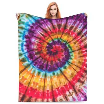 BLUBLU Tie Dye Colorful Rainbow Flannel Fleece Bed Blanket Throw Blanket Lightweight Cozy Plush Blanket for Bedroom Living Rooms Sofa Couch 80"x60"