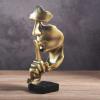 aboxoo Thinker Statue, Silence is Gold Abstract Art Figurine,Modern Home Resin Sculptures Decorative Objects,Table Top Decor for Livingroom Home Decor,Office Study Sculpture,Shh mask Statue(Gold) view 4