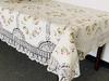 100% Cotton Crochet Lace with Ribbon Embroidered Linen Tablecloth (68X140 OB.), White/Beige view 2