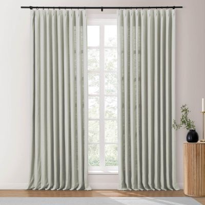 Drapifytex 52Wx84L Pinch Pleat Cotton Linen Blended Window Curtain, 84 Inches Long Light Filtering Heavyweight Drapery for Bedroom, Light Gray Living Room Window Drape Decoration, 1 Panel