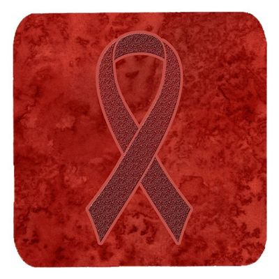 CoolCookware 3.5 x 3.5 in. Burgundy Ribbon for Multiple Myeloma Cancer Awareness Foam Coasters44; Set of 4